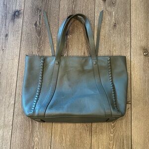 All Saints Leather Tote Bag - Gray/Green